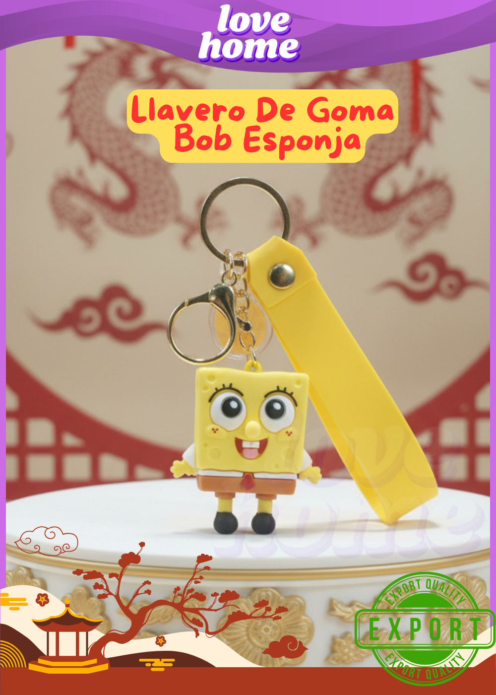 Llavero De Goma Bob Esponja