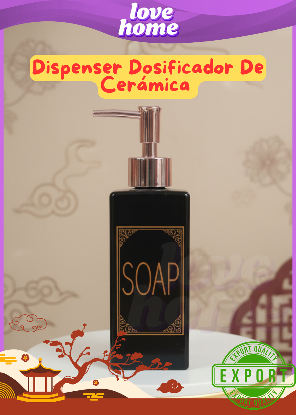 Dispenser Dosificador De Cerámica P/ Jabón/detergente Hogar