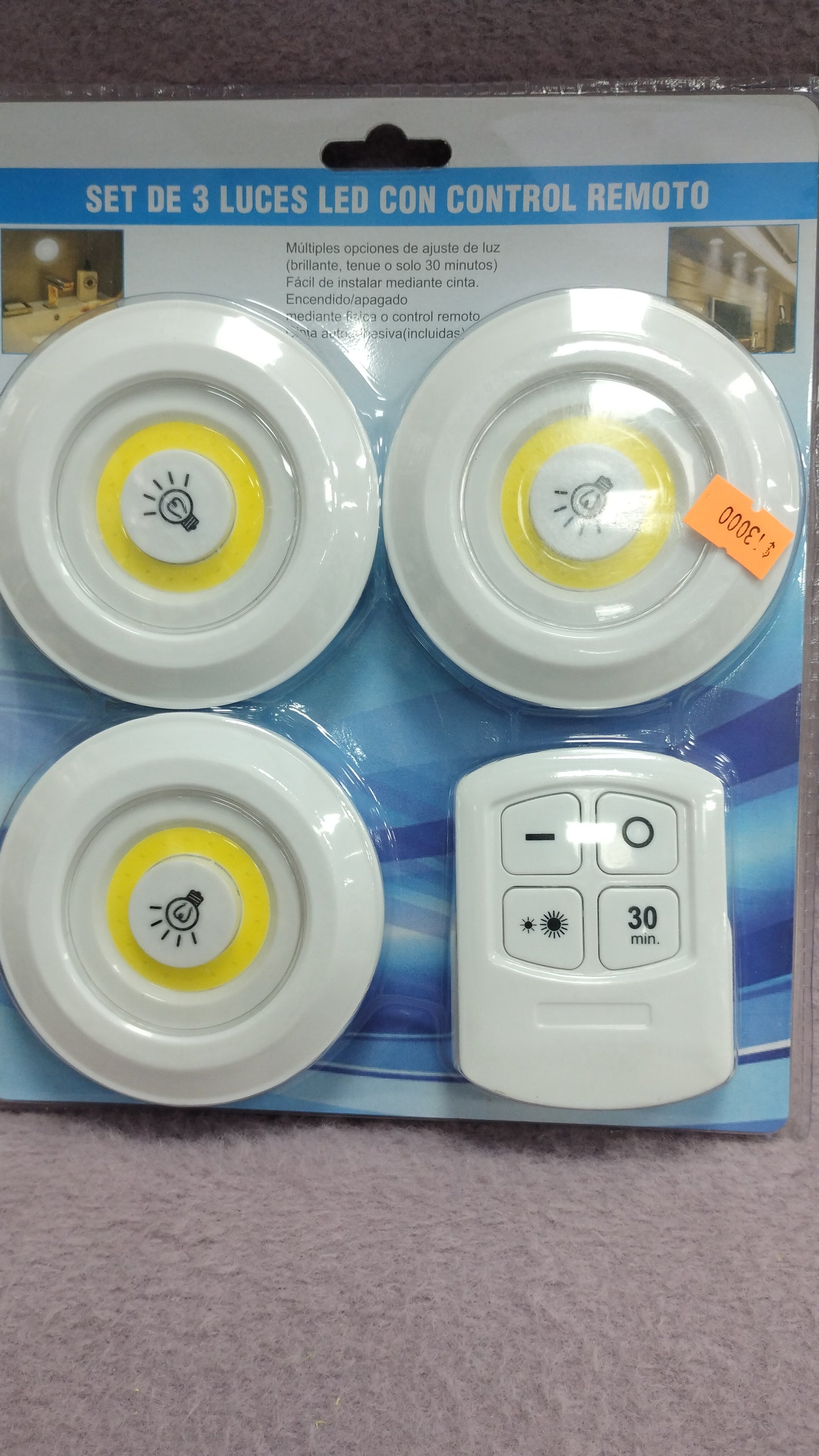 Set de 3 luces de con control remoto