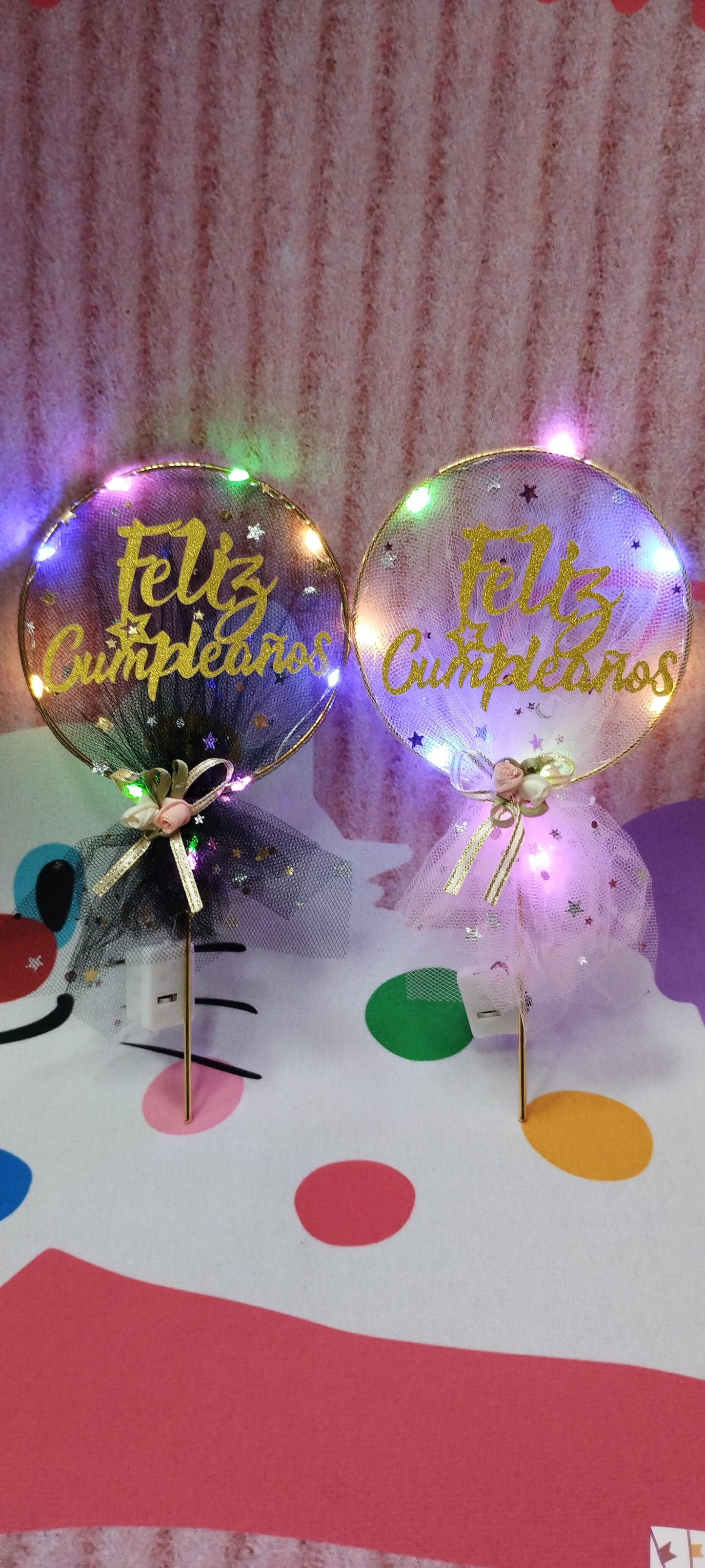 Decoración para torta con luces