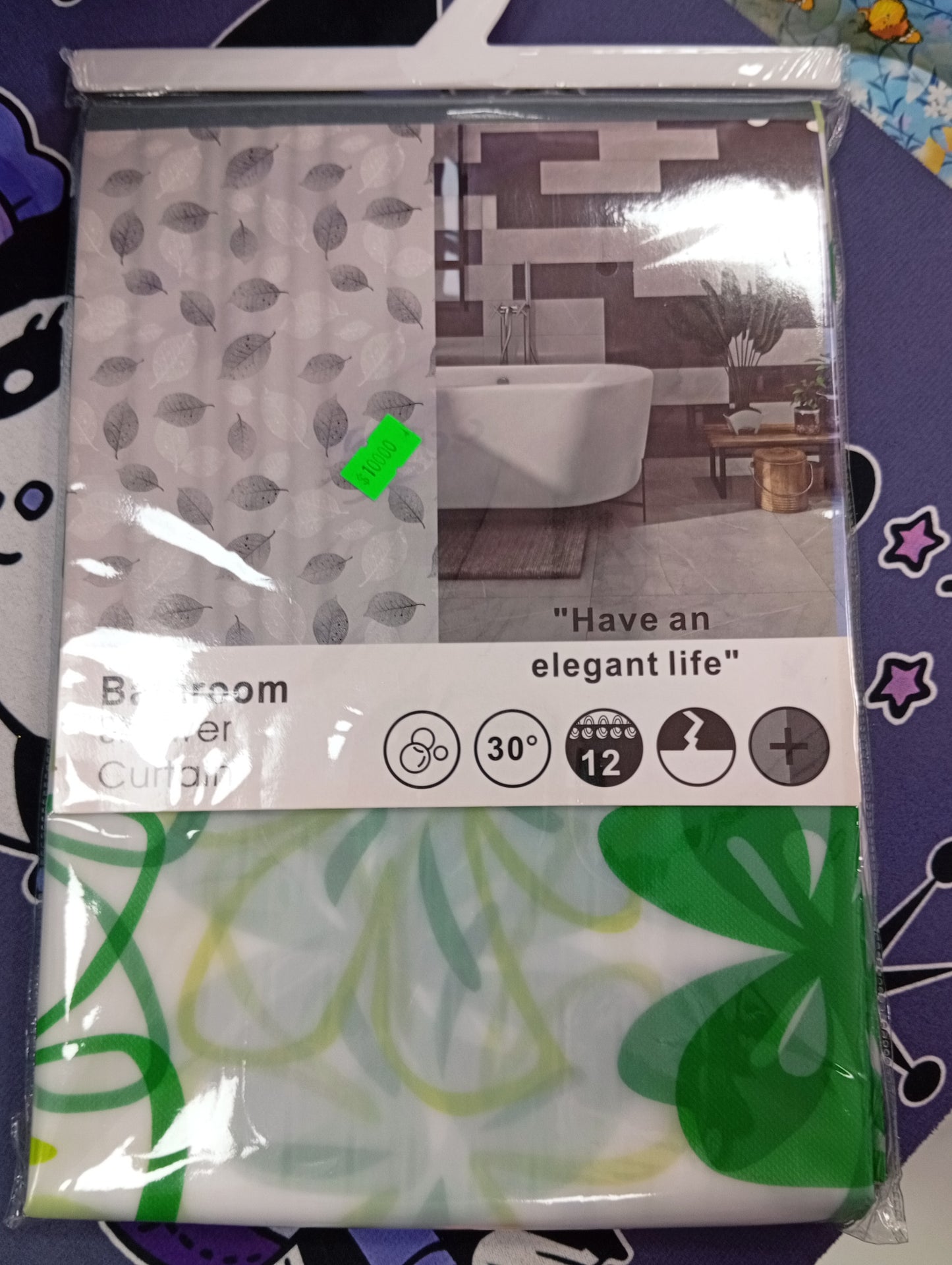 Cortina de baño con ganchos