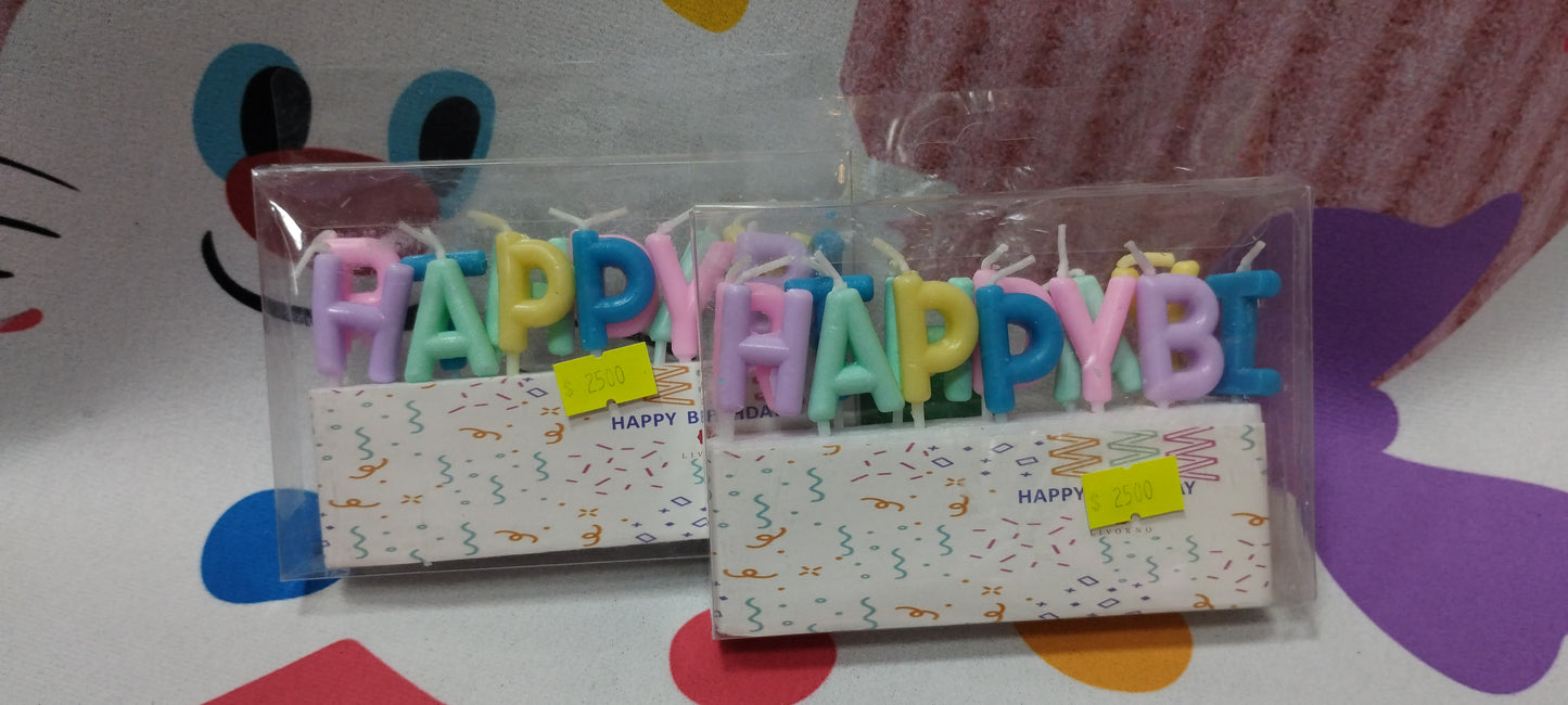 Velitas de letras happy birthday
