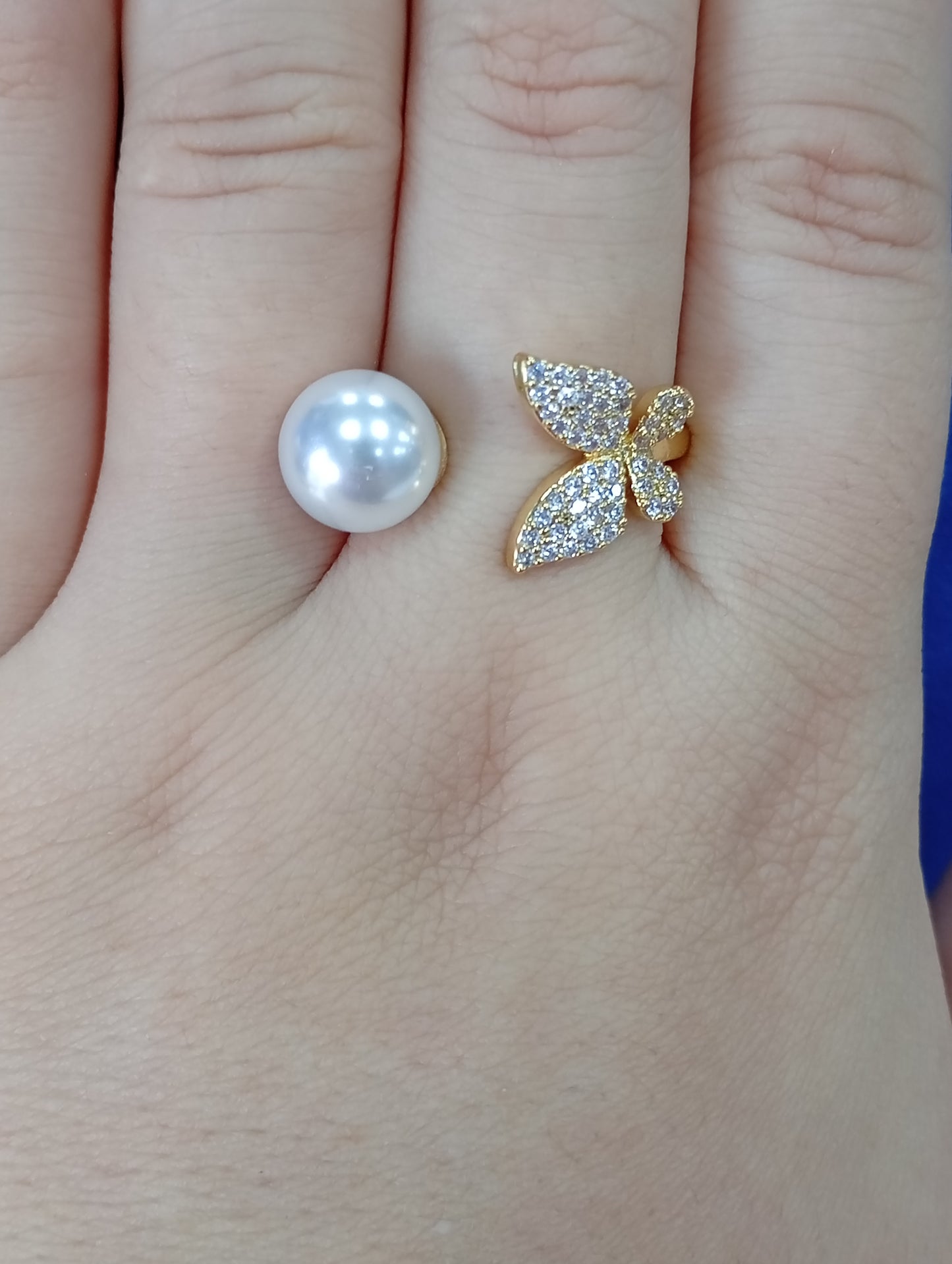 Anillo perla + mariposa