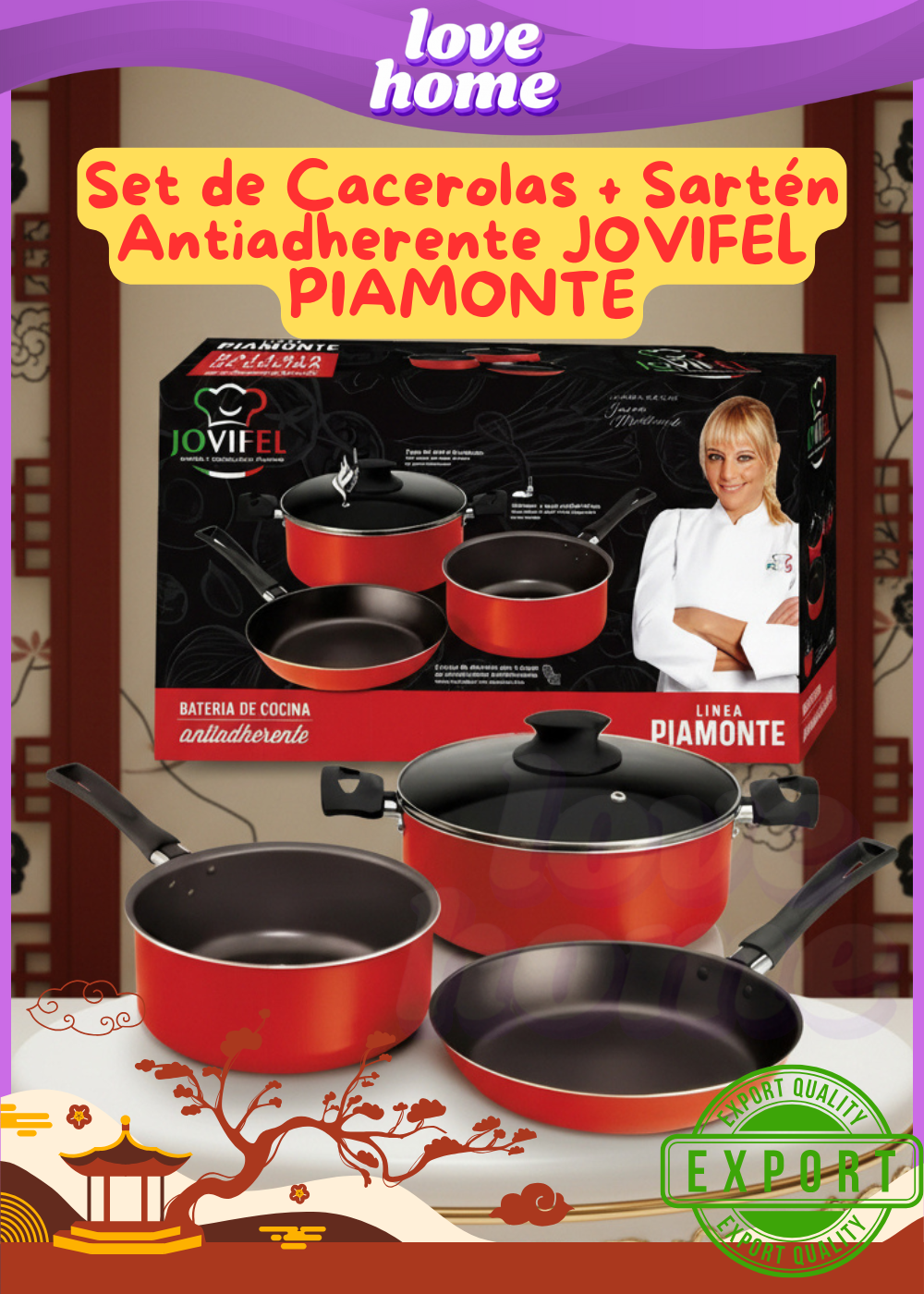 Set de Cacerolas + Sartén Antiadherente JOVIFEL PIAMONTE