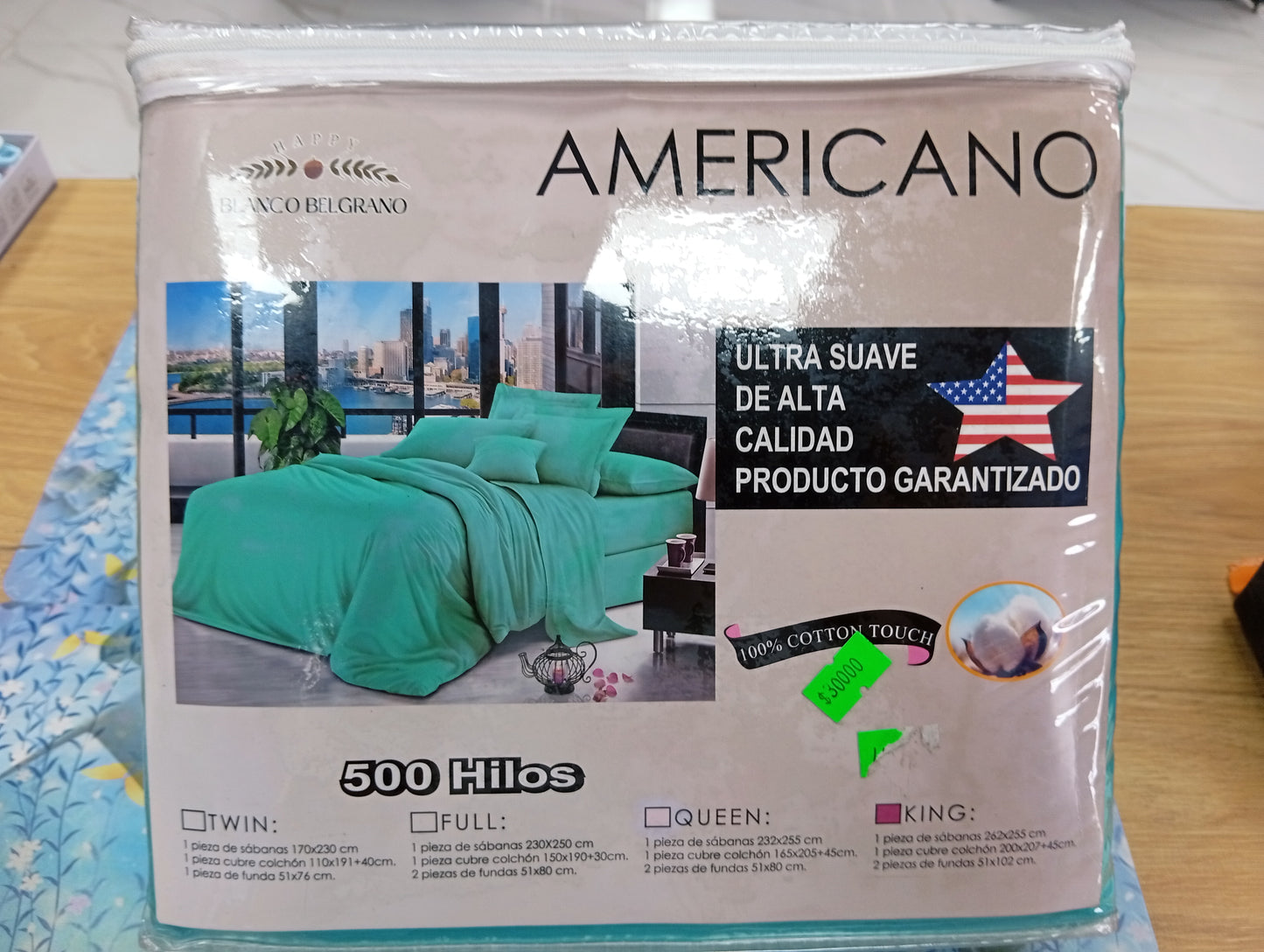 Juego de sábanas King Size Blanco Belgrano