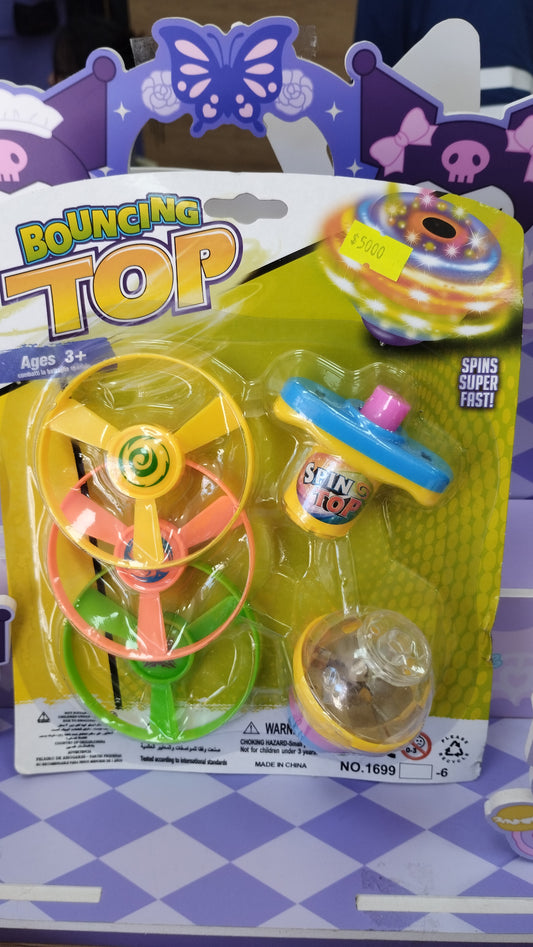 Set de juguete de trompo con luces y lanzador