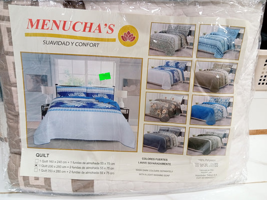 Cubrecama 230 x 250 cm más 2 fundas de almohada 55 x 75 cm. Menucha's