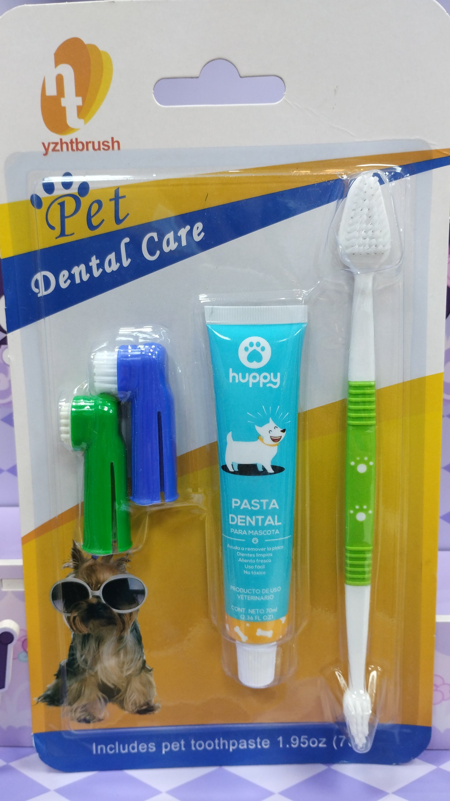 Cepillo con pasta dental para mascota