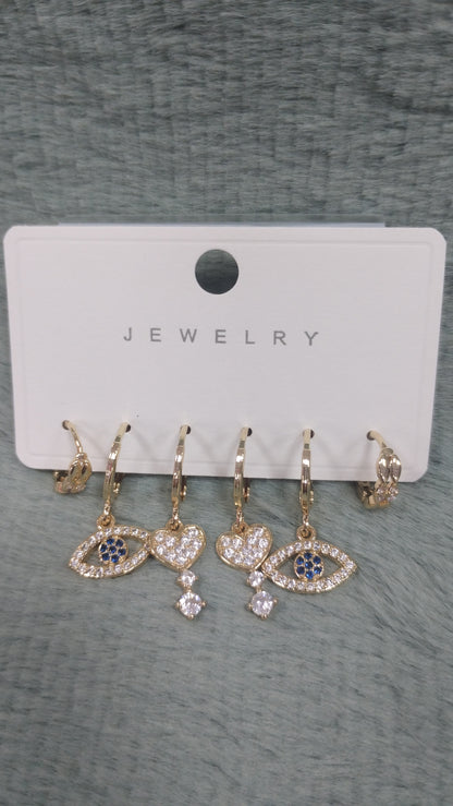 Set de aros de acero blanco y dorado