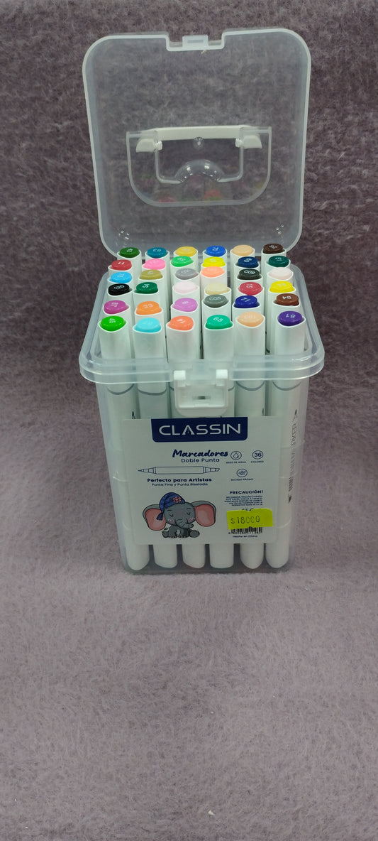 Set de 36 plumones doble puntas
