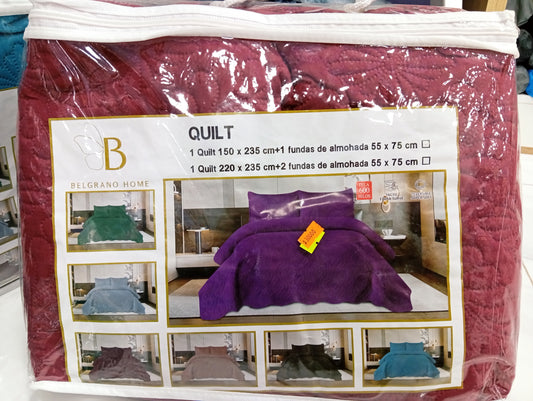 Cubrecama 150 x 235 cm más 1 funda de almohada 55 x 75 cm. Belgrano Home