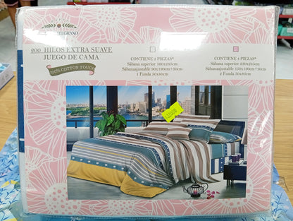 Juego de sábanas 4 piezas hilos extra suave Blanco Belgrano