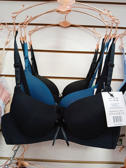 Corpiño con arco y moño. Talle: 34/75B, 38/85B, 40/90B, 34/75A, 32/70A,