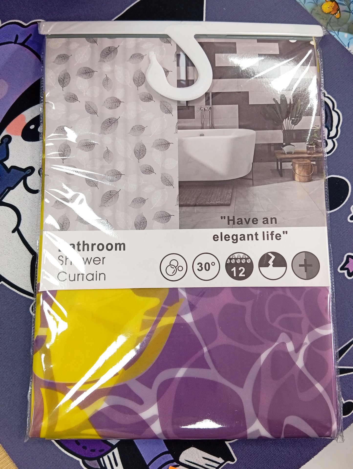 Cortina de baño con ganchos