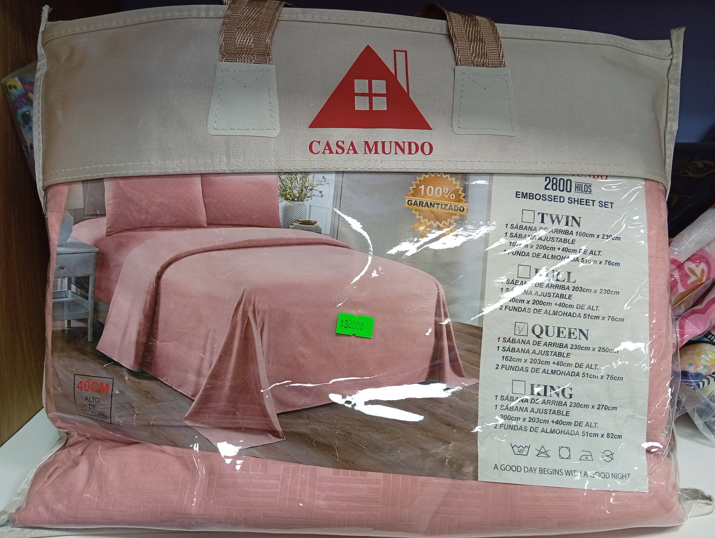 Juego de sábanas Queen Size. Casa Mundo