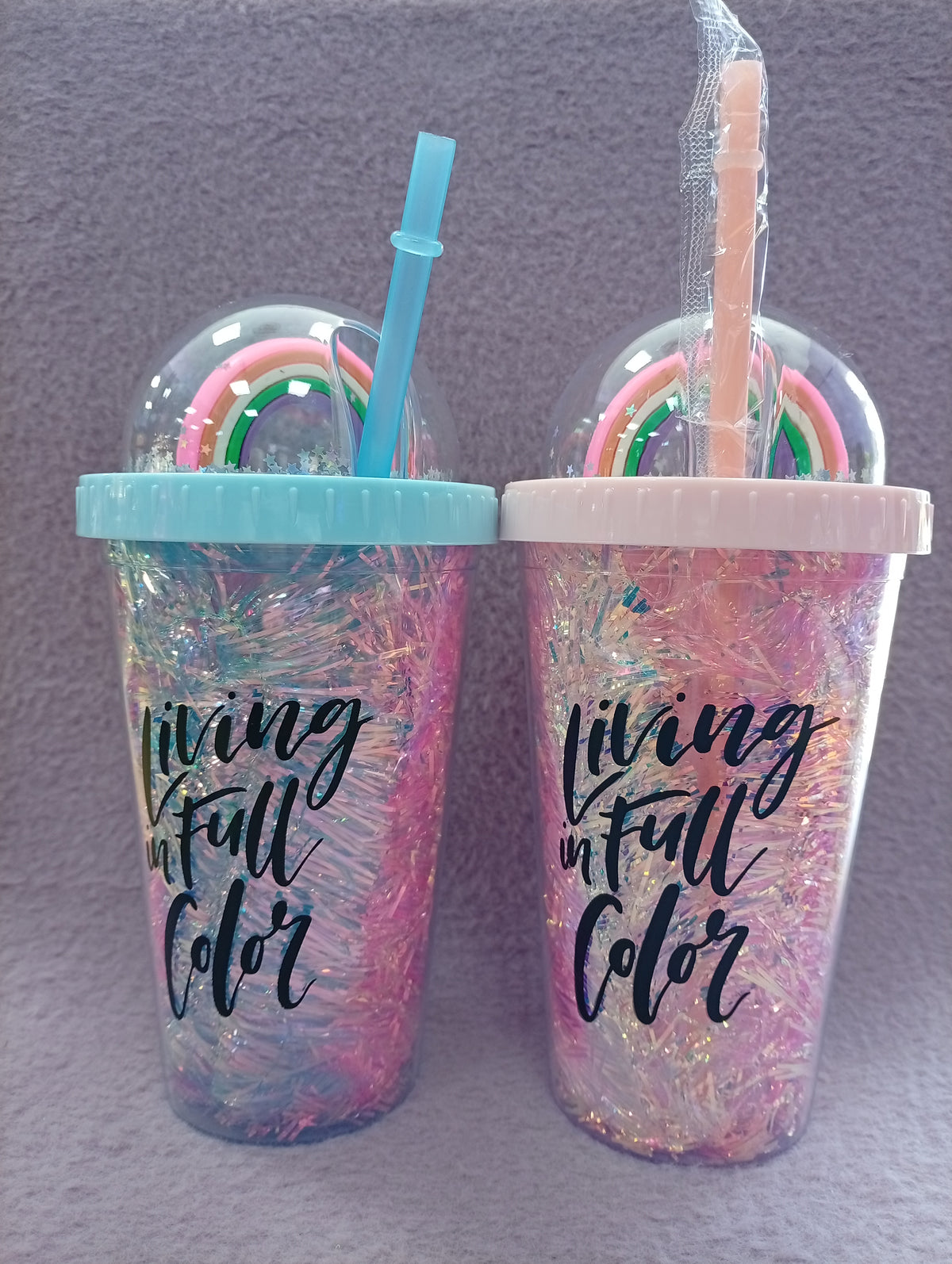 Vasos con diseños de arcoiris