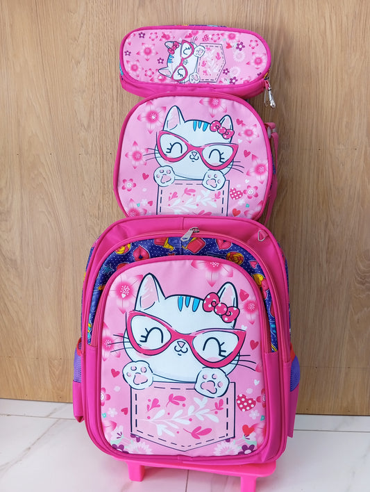 3 en 1: mochila carrito, cartuchera y lonchera