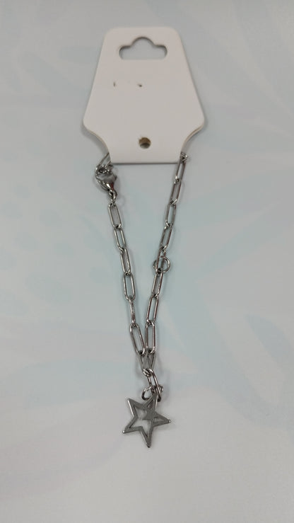 Pulcera de acero blanco y dorado