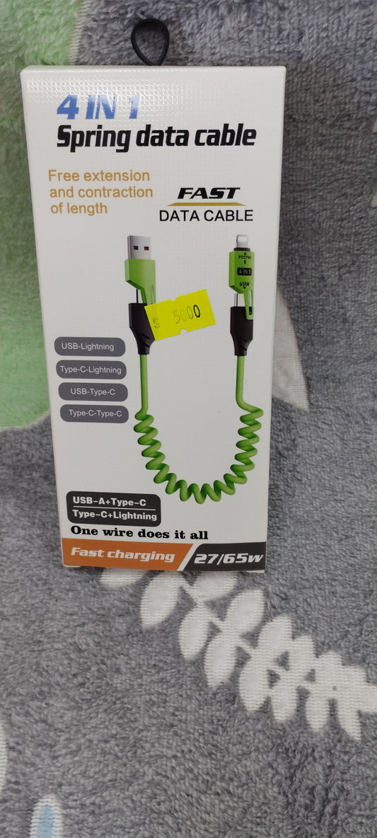 4 en 1 cable de datos tipo resorte