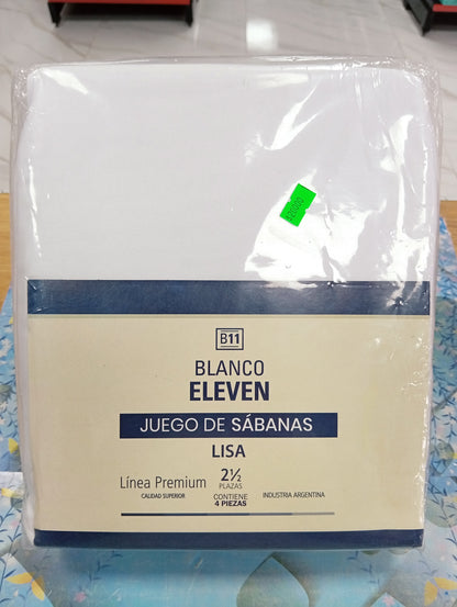 Juego de sábanas lisa Blanco Eleven