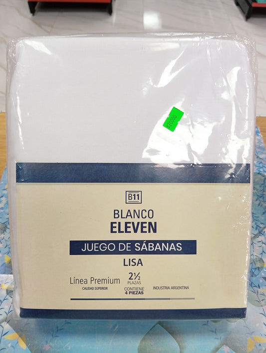 Juego de sábanas lisa Blanco Eleven