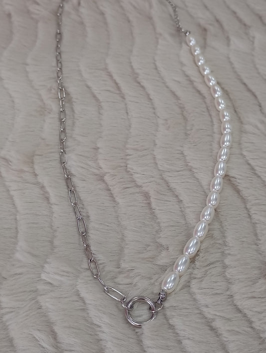 Cadena mitad eslabones mitad perla