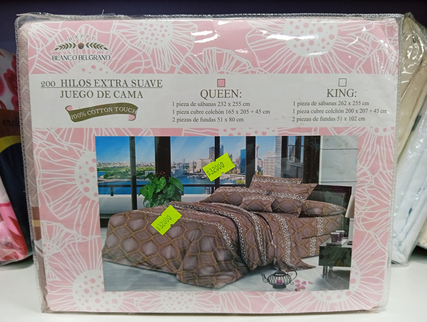Juego de sábanas Queen Size Blanco Belgrano