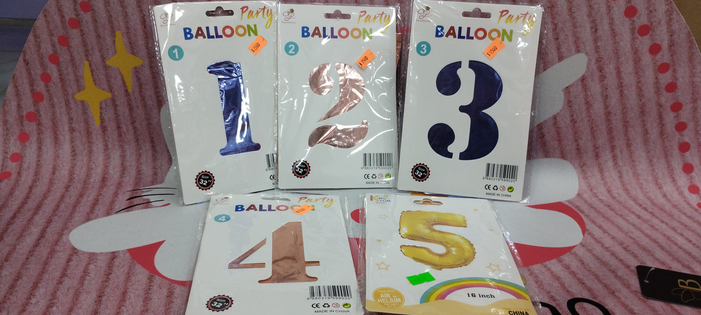 Globos metalizado de números