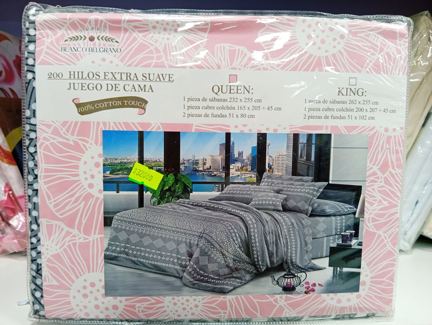 Juego de sábanas Queen Size Blanco Belgrano