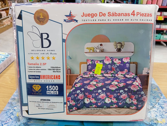 Juego de sábanas 4 piezas Belgrano Home